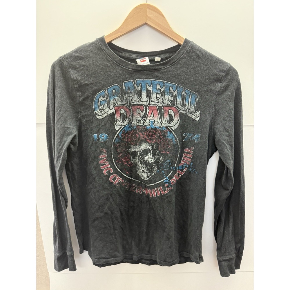 Grateful Dead Long Sleeve T-Shirt Mens Small Black Junk Food 1974 Retro Vintage